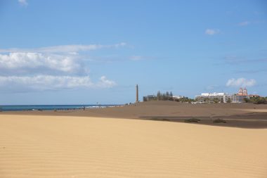 Dunas de Maspalomas al atardecer en el sur de Gran Canaria