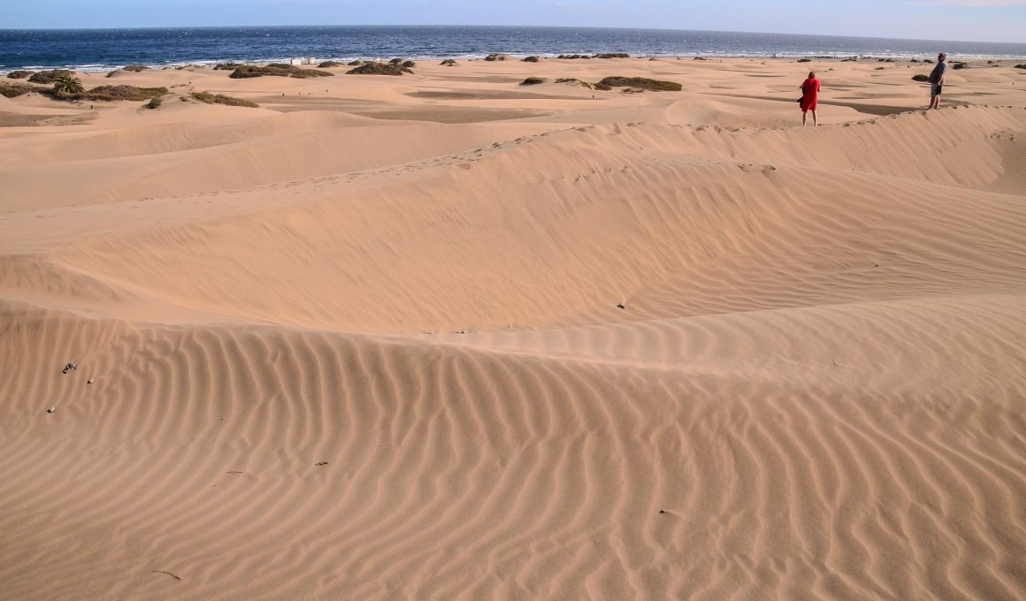 Dunas de Maspalomas en el sur de Gran Canaria bajo un cielo despejado
